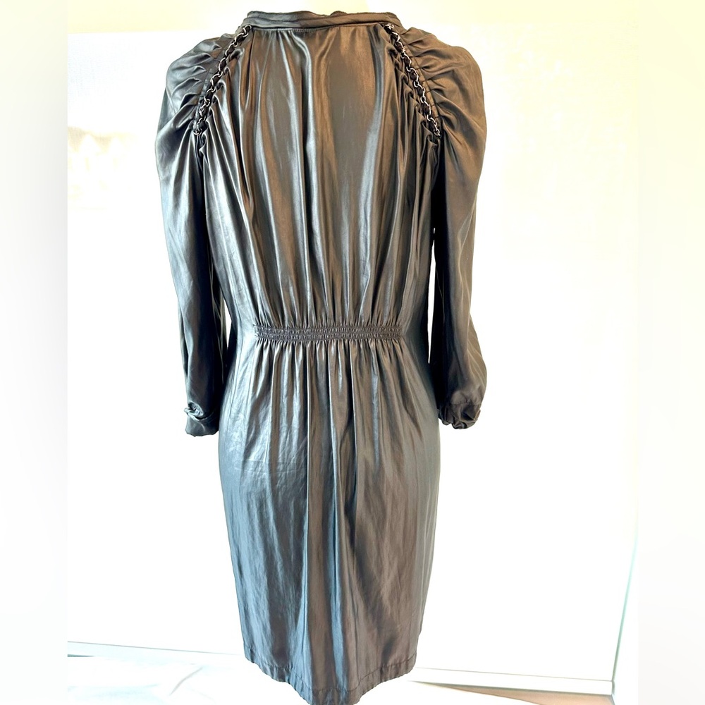 NWT Elie Tahari Metallic Black Long Sleeve Jacket or Dress with Chain Details